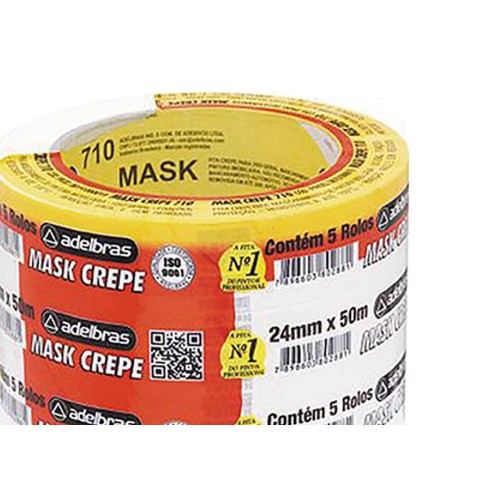 Fita Crepe Adelbras Mask-710 24Mmx50Mt - Kit C/5 Unidades