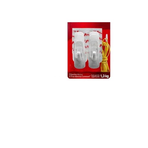 Gancho Adesivo 3M Branco Plastico 1,3 Kg 2Pecas  H0001818113