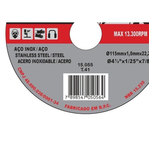 Disco Inox Disflex 4.1/2 X 7/8   15055 - Kit C/10