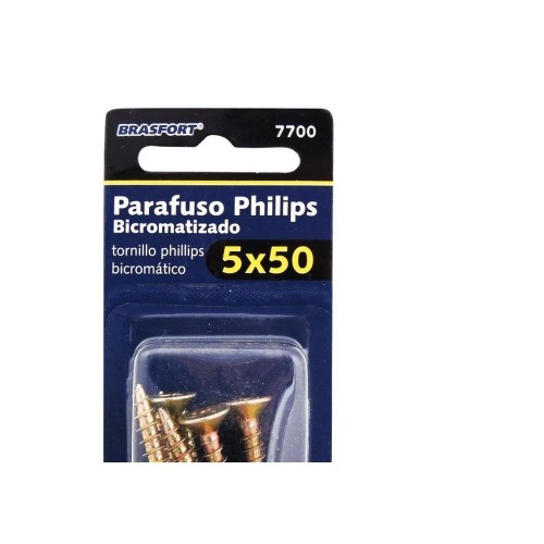 Cartela Parafuso Chipboard Brasfort Cabeca Chata Philips 5,0X50 Cartela Com 7 Pecas  7700