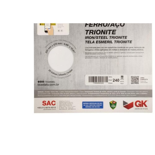 Lixa Ferro Tatu 240 Trionite  K29602400025 - Kit C/25