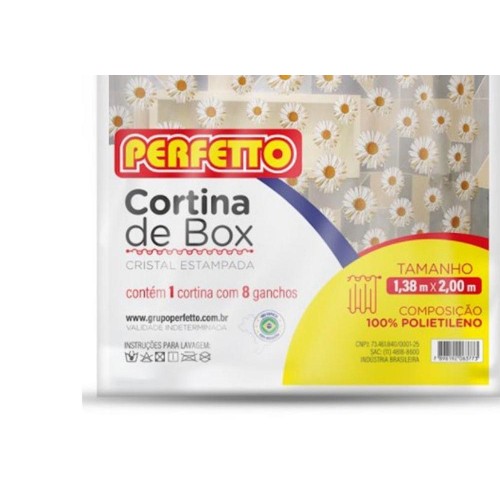 Cortina Para Box Perfetto Estampada Transparente 1,38 X 2,00M  0377