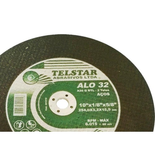Disco Ferro Telstar 10 X 1/8 X 5/8 2 Telas  301212 - Kit C/5