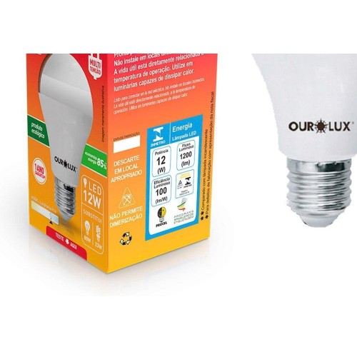 Lampada Led Bulbo Ourolux A60 - 12W. 6500K. - Kit C/10 Peças