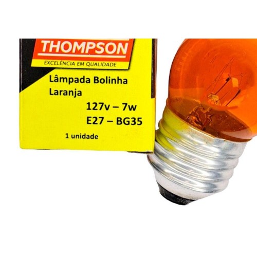 Lampada Bolinha Thompson 7Wx127V Laranja - Kit C/10 Peças