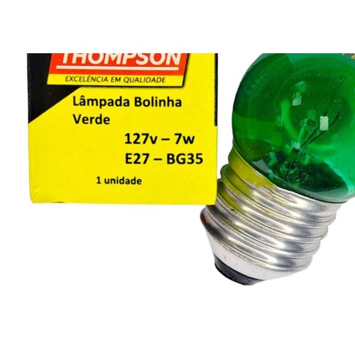 Lampada Bolinha Thompson 7Wx127V Verde - Kit C/10 Peças
