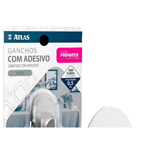 Gancho Adesivo Atlas Primafer Inox 0,5Kg Com 3 Pecas - Pr2591