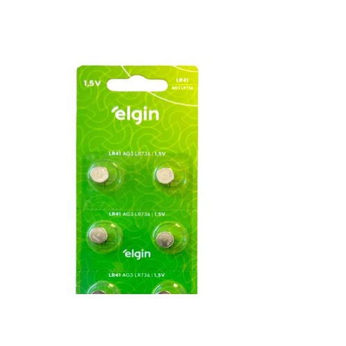 Pilha Elgin Alcalina Bateria Lr41 - 1,5V. Cartela Com 10 Pecas - 82261