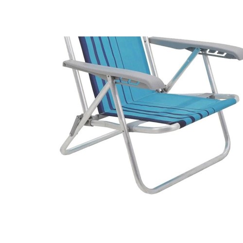 Cadeira De Praia Aluminio Tramontina Bali Assento Baixo Reclinavel Azul - 92900/102