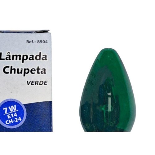 Lampada Chupeta Brasfort 7Wx220V. E14 Verde - Kit C/25 Peca