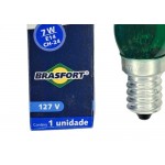 Lampada Chupeta Brasfort 7Wx127V. E14 Verde - Kit C/25 Peças