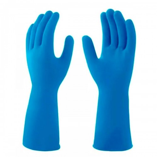 Luva Borracha Mucambo Azul Pro 137 Lisa Antiderrapante - 6-P - Kit C/10 Pares