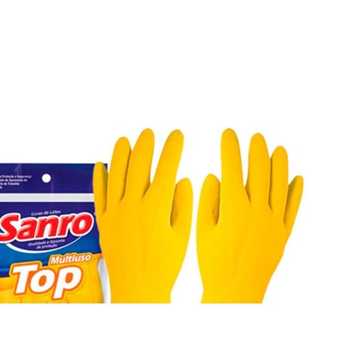 Luva Sanro Forrada Top Amarela .G - Kit C/10 PR