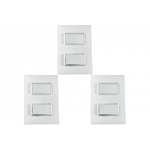 Kit C/3 - Conjunto Ilumi Vivaz Branco Com Placa 2 Simples...