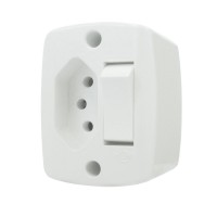 Interruptor Externo Ilumi Redondo Branco 1 Simples+Tomada 20A   16545Pct - Kit C/10
