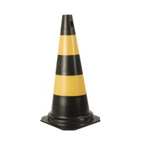 Cone Rigido Plastcor Plastico Preto/Amarelo 75Cm  70000505