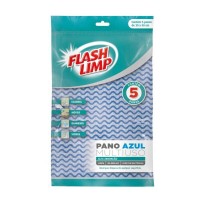 Pano Limpeza Flashlimp Mult Azul Com 5Pecas Blister  Flp4588