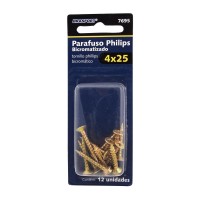 Cartela Parafuso Chipboard Brasfort Cabeca Chata Philips 4,0X25 Cartela Com 12 Pecas  7695