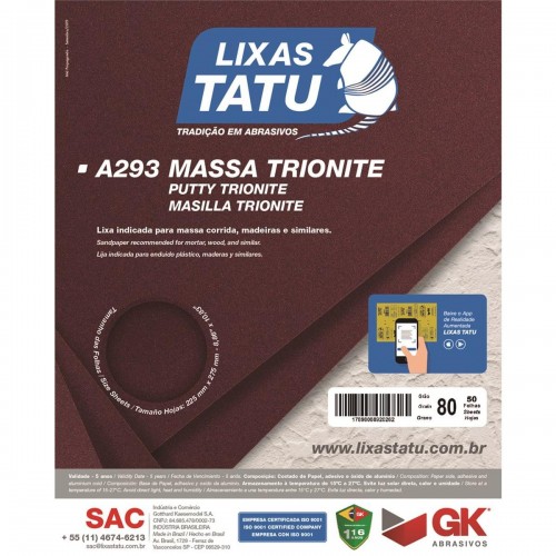 Lixa Massa Tatu  80 Trionite  A293000800050 - Kit C/50