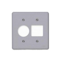 Placa Conjunto Ilumi Cinza 4X4 - 2 Interruptores + 1 Tomada Redonda - Kit C/10 Peças