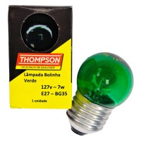 Lampada Bolinha Thompson 7Wx127V Verde - Kit C/10 Peca