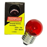 Lampada Bolinha Thompson 7Wx127V Vermelho - Kit C/10 Peca