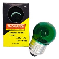 Lampada Bolinha Thompson 7Wx220V Verde - Kit C/10 Peca