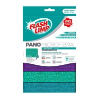 Pano Multiuso Flash Limp Microfibra Color Com 3 Pecas - Flp6742