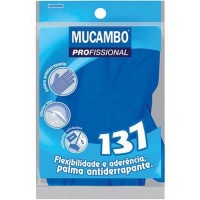 Luva Borracha Mucambo Azul Pro 137 Lisa Antiderrapante - 8-G - Kit C/10 Peca