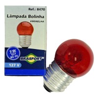 Lampada Bolinha Brasfort 7Wx127V. Vermelha - Kit C/25 Peca