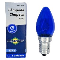 Lampada Chupeta Brasfort 7Wx127V. E14 Azul - Kit C/25 Peca