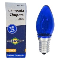 Lampada Chupeta Brasfort 7Wx220V. E14 Azul - Kit C/25 Peca
