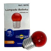 Lampada Bolinha Brasfort 7Wx220V. Vermelha - Kit C/25 Peca