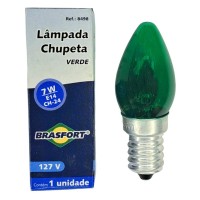 Lampada Chupeta Brasfort 7Wx127V. E14 Verde - Kit C/25 Peca
