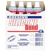 Cola Silicone Bond Garin Bisnaga Incolor 50G Colmeia - Kit C/12 Peca