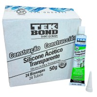 Cola Silicone Tekbond Acetico 50G. Construcao Transparente Colmeia - Caixa - Kit C/24 Peca