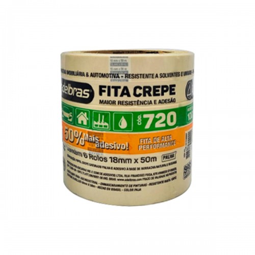 Fita Crepe Adelbras 720 18Mm X 50Mt - Kit C/6 Rolos