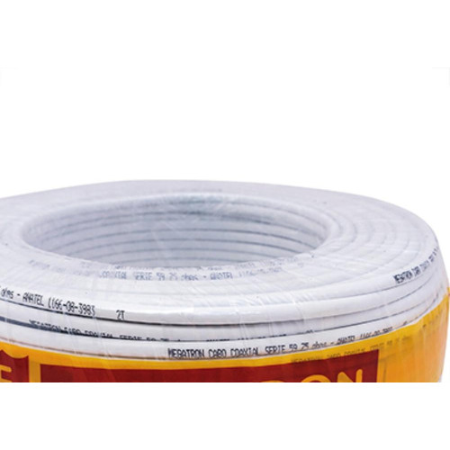 Fio Coaxial Rg59 Branco 67% Megatron 100Mt