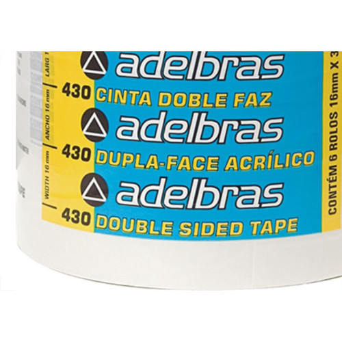 Fita Dupla-Face Adelbras 16Mmx30Mt - Kit C/6 Unidades