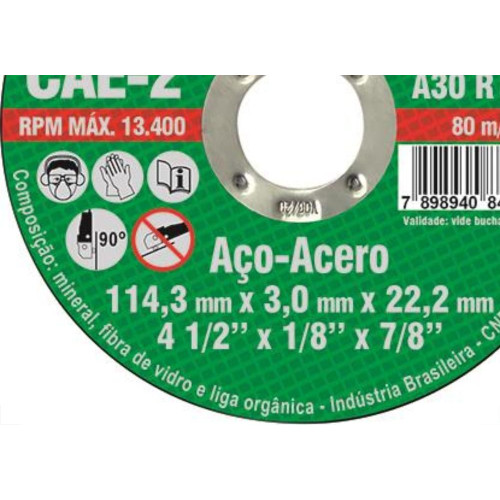 Disco Corte Itambe Ferro 4.1/2X7/8 2T - Kit C/10 Unidades