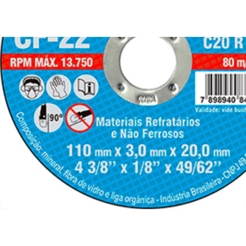 Disco Corte Itambe Refr 4.3/8X20 Cf22