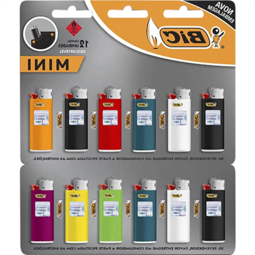 Isqueiro Gas Desc.Mini Bic - Kit C/12 Unidades