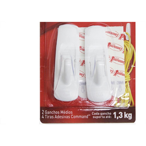Gancho Adesivo 3M 1,3Kg Md Cartela  C/2