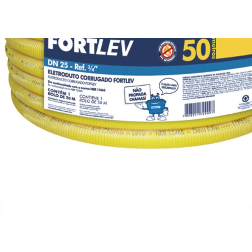 Conduite Corrugado Amarelo.Fortlev 3/4 Rl/50