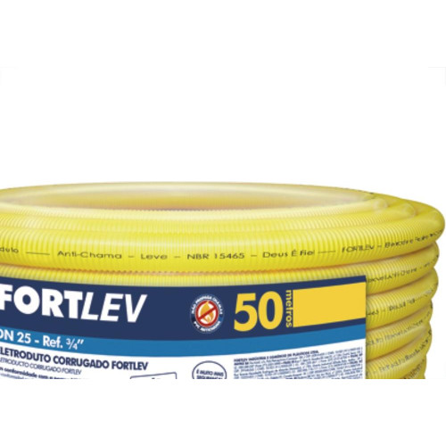 Conduite Corrugado Amarelo.Fortlev 3/4 Rl/50