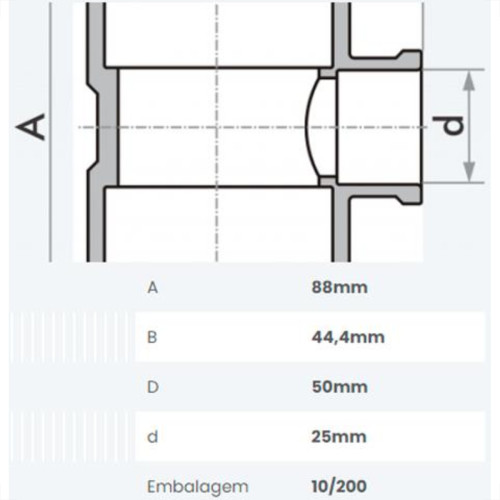 Tee Fortlev Lll I 1.1/2 X 3/4 Marrom - Kit C/10 Unidades