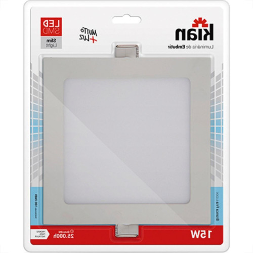 Luminaria Led Embutir Quadrada 15W 6000K 20Cm Kian