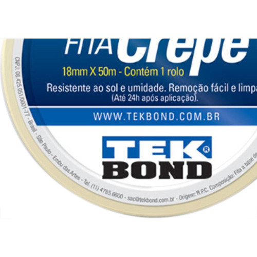 Fita Crepe Tekbond 18Mm X 50Mt - Kit C/5 Unidades