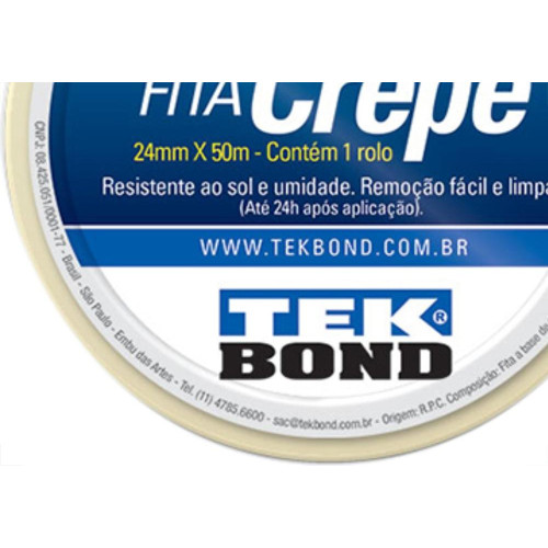 Fita Crepe Tekbond 24Mm X 50Mt - Kit C/5 Unidades