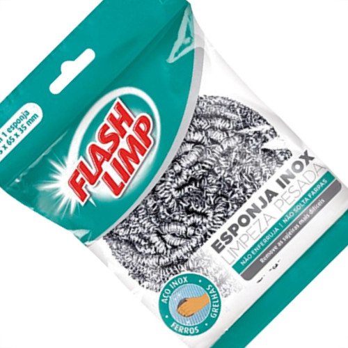 Esponja Limpeza Pesada Flashlimp 1409 - Kit C/10 Unidades